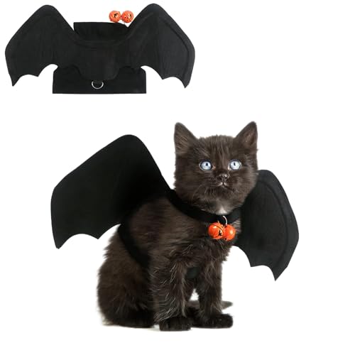 Halloween Haustier Fledermaus Flügel Hund Katze Kostüm Vampirflügel Verkleidung für Katzen Hunde Hexenhals von NIEBYI