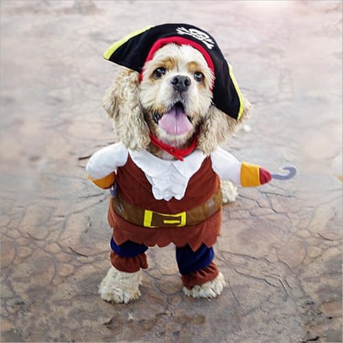 Haustier-Piratenkostüm, lustig, niedlich, für Hunde und Katzen, Piraten-Kleidung, Suite-Outfit für Halloween, Weihnachten, Urlaub, Cosplay, Partybekleidung für Katze und Hund, Größe M von NIEBYI