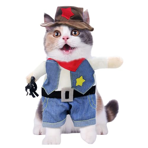 Katzenkleidung, Halloween-Kostüm, niedlicher Welpe, Hund, Katzen, Cosplay, lustige Tücher, Cowboy-Outfit, Haustier-Halloween-Kostüm, Cowboy-Hundekostüm, Größe L von NIEBYI