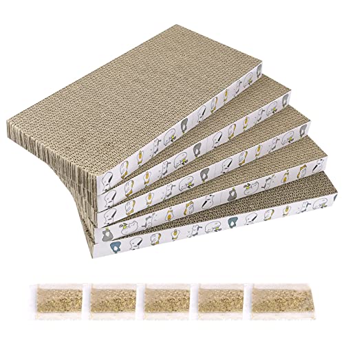 Kratzmatte aus Karton, 5 Stück, wendbar, strukturiertes Design, langlebige Katzenkratzunterlage von NIEBYI