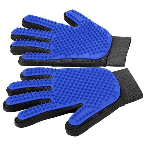 NIEBYI Upgrade Effizient Tierhaarentferner Handschuhe - Sanfte Haarausfallbürsten für Hunde, Katzen & Pferde mit langem und kurzem Haar - 1 Paar (Blau) von NIEBYI