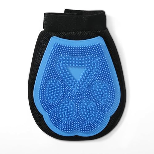 NIEBYI Zweiseitiger Fellpflege-Handschuh für Hunde mit Gummipfote, 2-in-1-Pflegewerkzeug zum Bürsten, Massieren und Schrubben, Velours-Seite dient als Fellentferner von NIEBYI