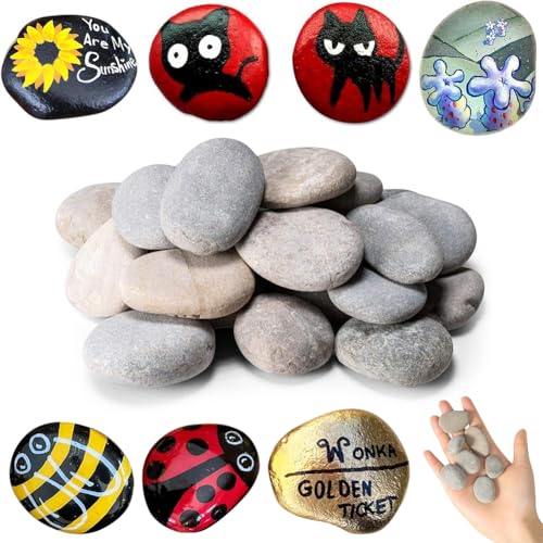 40 Stück 1-3cm Flache Steine zum Bemalen Kieselsteine Glatte Kieselsteine zum Bemalen Malsteine Kies Dekosteine Naturstein Gemalter Kieselsteine Natürliche Flusssteine Strand Kiesel für Bunte Malerei von NIEEKRUN