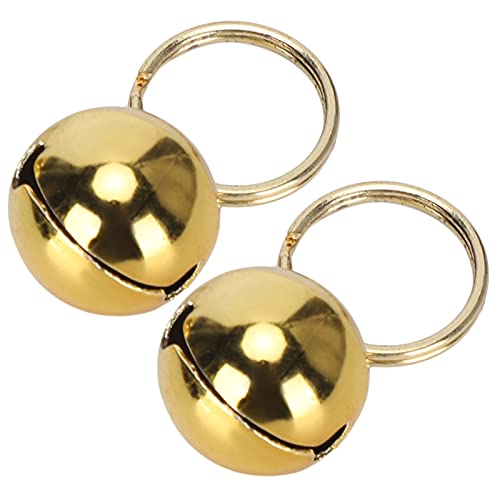 2Pcs Kupfer Haustierglocke mit Schlüsselring, Fix Halsglocke Haustuch, Knackigem Sound Stark Angezogen, Katzenkragenglocke für Hunde und Katzen, Fix Pet Carkar, DIY Handwerk (Gold) von NINESHE