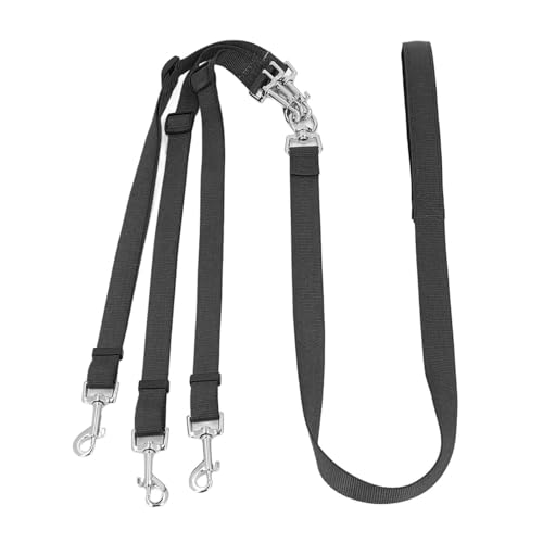3 in 1 Mehrfach Hundeleine, Nylon One Drag Three Hundeleine, Verstellbares Schultergeschirr, Abnehmbare Hundekupplungsleine für Haustiere, One Tow Three Leine (Schwarz) von NINESHE