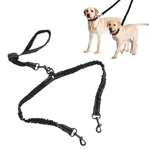 Doppelhunde Leine für Große Rassenhund Nylon Reflektierende Hohe Elastizitätsschock Absorbierender Bungee Wanderungstraining Leine Doppelhund Leine Splitter Doppelhunde Leine für Große Rassenhund Nylon Reflektierende Hohe Elastizitätsschock Absorbierender Bungee Wanderungstraining Leine Doppelhund Leine Splitter von NINESHE