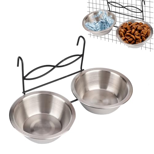 Edelstahl Hundenapf, Doppelter Hängender Futter und Wassernapf mit Haken, Hängender Tierfutter Wassernapf Zum Aufhängen Am Käfig für Katzen, Haustiere, Hunde, Welpen, Kistenkäfig Edelstahl Hundenapf, Doppelter Hängender Futter und Wassernapf mit Haken, Hängender Tierfutter Wassernapf Zum Aufhängen Am Käfig für Katzen, Haustiere, Hunde, Welpen, Kistenkäfig von NINESHE
