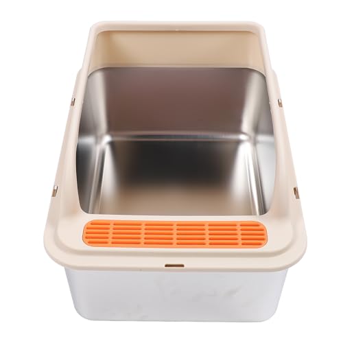 Extra Large Cat Müllbox, Edelstahl Mit Großer Kapazität Abnehmbar Abnehmbare Katzentoiletten, Proof Open Top Einfach Zu Spalten Für Mehrere Katzen (Extra groß) von NINESHE