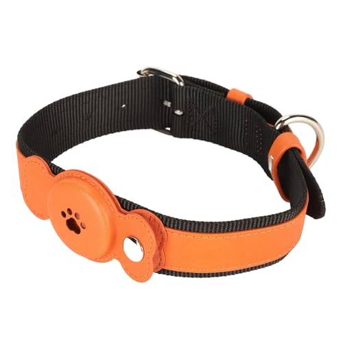 Lederhundkragen für Langfristige Kleidung, Verstellbare Leichte, Bequeme Stilvolle Hunde Lederkragen für Haustier Hunde Katzen (Orange) von NINESHE