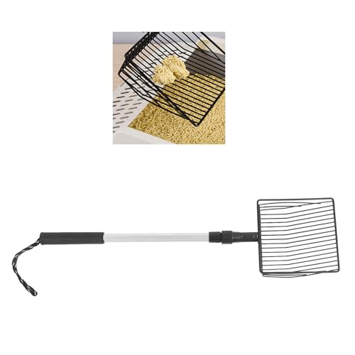 NINESHE Ausleitbarer Metallkatze Katzentrutzer, Leicht Vielseitiger Feiner Bildschirm Langes Griff Metall Hähnchenpoop Poop Schaufel für Kriechende Haustiere, Rutin Hühner (2 Abschnitt Handle) von NINESHE