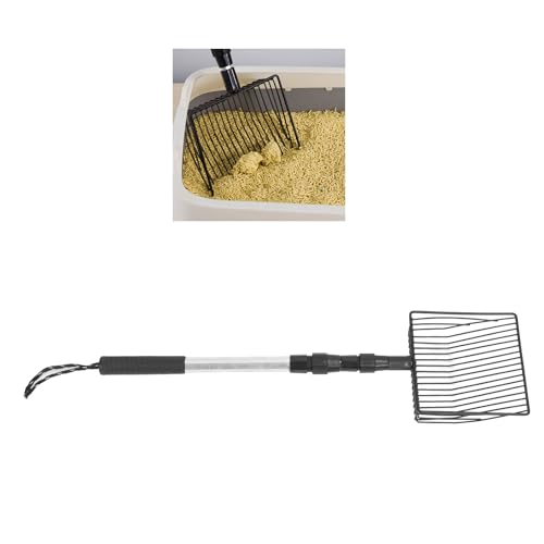 NINESHE Ausleitbarer Metallkatze Katzentrutzer, Leicht Vielseitiger Feiner Bildschirm Langes Griff Metall Hähnchenpoop Poop Schaufel für Kriechende Haustiere, Rutin Hühner (3 Abschnitt Handle) von NINESHE