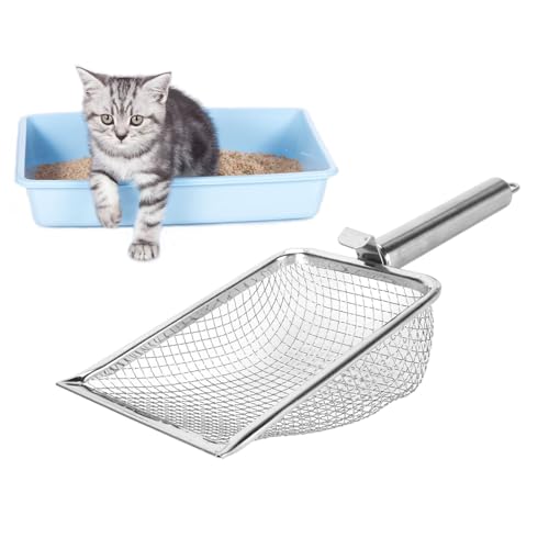 NINESHE Edelstahlkatze Katzentrutzei, Katzenstreu Schaufel Hanging Müll Schachtel mit Haken, Metallkatze Katze Schaufel für Katzenstreu Schaufel, Reptilienstreu Scoop NINESHE Edelstahlkatze Katzentrutzei, Katzenstreu Schaufel Hanging Müll Schachtel mit Haken, Metallkatze Katze Schaufel für Katzenstreu Schaufel, Reptilienstreu Scoop von NINESHE