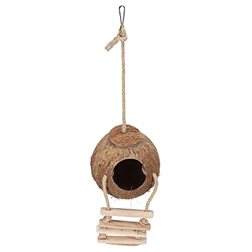 NINESHE Hängende Kokosnusshaus mit Leiter, Einheimische Kokosnussschale, Vogelkäfigzubehör, Vögel und Bewegung für Vögel, Hamster, Eichhörnchen, Hamster, Shotetet NINESHE Hängende Kokosnusshaus mit Leiter, Einheimische Kokosnussschale, Vogelkäfigzubehör, Vögel und Bewegung für Vögel, Hamster, Eichhörnchen, Hamster, Shotetet von NINESHE