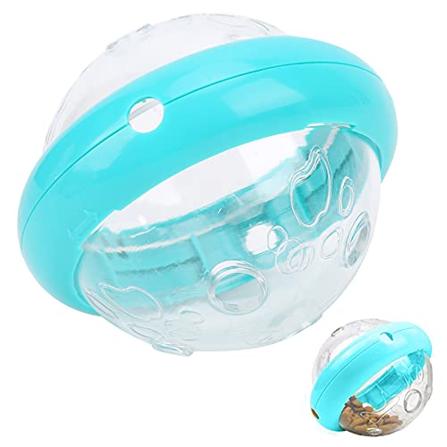 NINESHE Interaktiver Leckerli Ball für Hunde, Puzzle Spielzeug Zur Futterausgabe, Fliegender, Untertassenförmiger Ball Zum Langsamen Fressen von Haustieren (Pfauenblau) von NINESHE