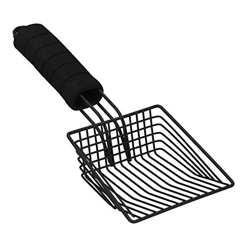 NINESHE Katzenstrauder Schaufel, Wiederverwendbarer Metall Katzenstreus Sandschaufel, Langes Griff Pet Cat Cleaning Supplies für Katzentoilette Kätzchen Pooper Lifter (S) von NINESHE