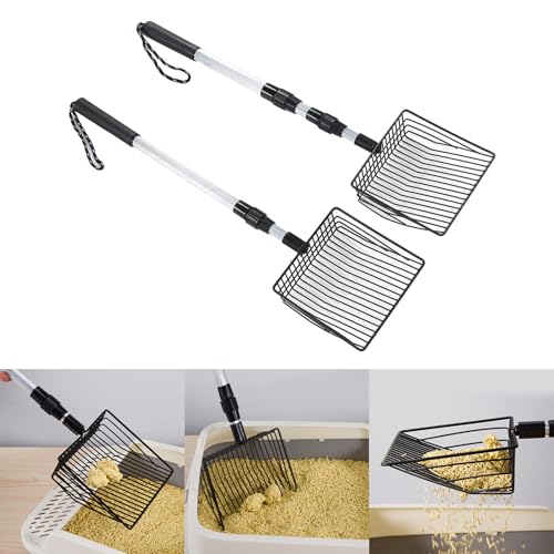 NINESHE Katzenstreu Schaufel mit Einstellbarem Griff, Ausziehbarer Katzenstreu Schaufel, Non Stick Long Griff Katzenstreu Sifter, Pet Poop Schaufel Schaufel für Katzen und Hunde NINESHE Katzenstreu Schaufel mit Einstellbarem Griff, Ausziehbarer Katzenstreu Schaufel, Non Stick Long Griff Katzenstreu Sifter, Pet Poop Schaufel Schaufel für Katzen und Hunde von NINESHE