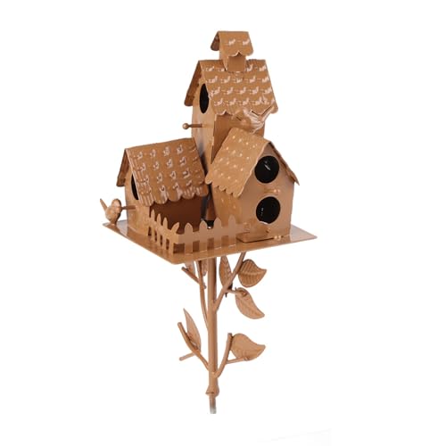 NINESHE Vogelhaus aus Metall, Vogelhaus und Steak Einfach von Hand Zusammenschrauben, Vogelhauspfähle, Vogelhaus Gartendekor für Draußen, Töpfe für Drinnen (5) von NINESHE