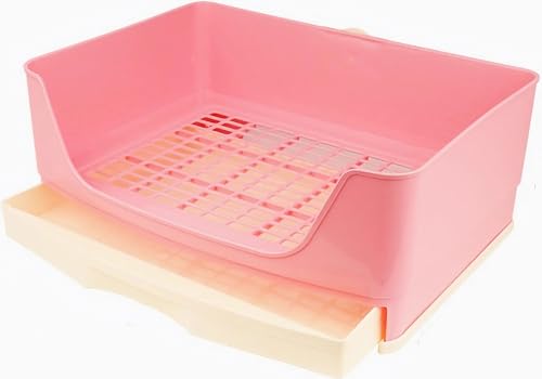 Kaninchentoilette, Hasenbedarf, große Katzentoilette mit Schubladenecke für Ratten, Hamster, Frettchen, Kaninchen, Meerschweinchen, Chinchilla, Kleintiere (Rosa) von NINGVIHE