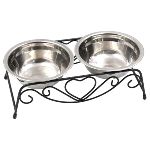 Hochgezogene Hundeschalen, Edelstahl-Anti-Spitze-Stall-Doppelkatze-Schüssel, Retro erhöhte Haustierfuttermittel zum Schutz der Halswirbelsäule Ihres Haustieres erhöhte Hundeschalen von NIOMICO