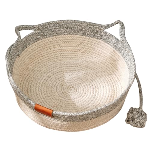 Katzenkorb Wear Resistant gewebte Seilkorbbett mit Seilball -Waschküche Schlafbar für Innenhüter weniger als 7, 5 kgcat von NIOMICO