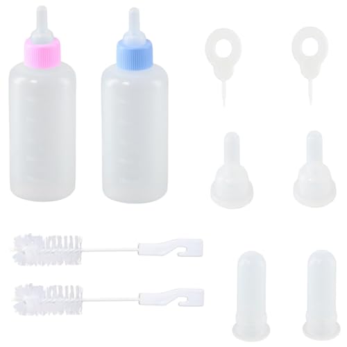 NIOMICO Kätzchenflasche Fütterungskit, kleine Kätzchenflasche mit Reinigungsbürste und Ersatznippeln für Neugeborene Haustiere Welpen Kaninchen kleine Tiere von NIOMICO