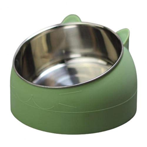 Katzenschalen Pet Bowl Katzengesichtsform Oblique Design Edelstahl Katzenfütterungsergänzung für Katzenbedarf Haustierzubehör 2021-grün, S. von NIQIU