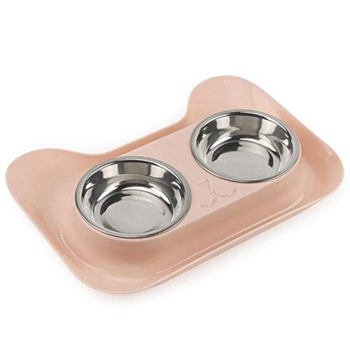 Nette Katzenschale rutschfeste Haustierschalen Hundefutter Doppelschüssel Haustierkatze Wasser Erhöhter Feeder-Pink von NIQIU