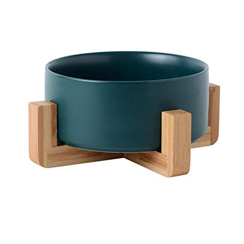 Pet Ceramic Bowl mit Bambusständer Cat Bowl Dog Bowl Pet Drinking Bowl Futterbehälter Katzen- und Hundefütterungszubehör-blau, 15,5 cm Pet Ceramic Bowl mit Bambusständer Cat Bowl Dog Bowl Pet Drinking Bowl Futterbehälter Katzen- und Hundefütterungszubehör-blau, 15,5 cm von NIQIU