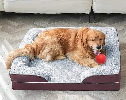Orthopädisches Hundebett, unzerstörbares Hundesofa, waschbar, für große Hunde, Couch, Bett, Memory-Schaum, mittelgroß, kaufest (XL (112 x 86 cm), Braun) von NIRDOG