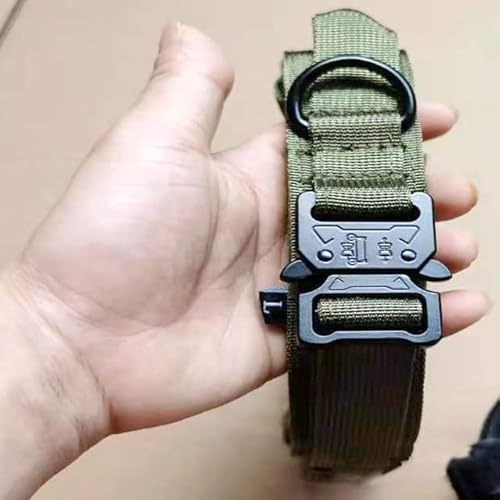 Hundehalsband-Leine-Set Training Verstellbare Halsbänder für große K9 mittelgroße Hunde mit leuchtendem Griff-Armeegrün, L42-54 cm von NITONAMI