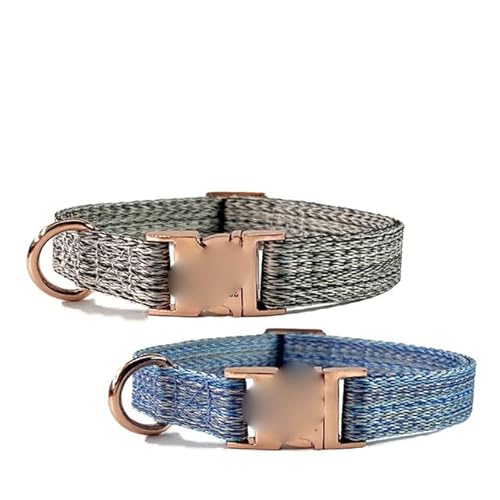 Hundehalsband mit Metallschnalle, langlebig, verstellbar, personalisierbar, weich, für kleine, mittelgroße Hunde, mit graviertem ID-Tag, Namensschild, Grau-Blau,S Hundehalsband mit Metallschnalle, langlebig, verstellbar, personalisierbar, weich, für kleine, mittelgroße Hunde, mit graviertem ID-Tag, Namensschild, Grau-Blau,S von NITONAMI