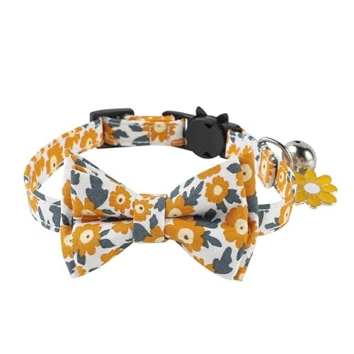 Katzenhalsband mit Glöckchen, abnehmbarer Sicherheitsschleife, Katzenfliege, Zubehör, Glöckchen, kleines Gänseblümchen, Zubehör, Heimtierbedarf, Gelb, S, 1,0 x 28 cm Katzenhalsband mit Glöckchen, abnehmbarer Sicherheitsschleife, Katzenfliege, Zubehör, Glöckchen, kleines Gänseblümchen, Zubehör, Heimtierbedarf, Gelb, S, 1,0 x 28 cm von NITONAMI