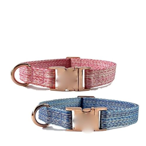 NITONAMI Hundehalsband mit Metallschnalle, langlebig, verstellbar, personalisierbar, weich, für kleine, mittelgroße Hunde, mit graviertem Namensschild, Namensschild, Pink-Blau, L NITONAMI Hundehalsband mit Metallschnalle, langlebig, verstellbar, personalisierbar, weich, für kleine, mittelgroße Hunde, mit graviertem Namensschild, Namensschild, Pink-Blau, L von NITONAMI