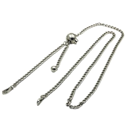 Brieftasche mit Verlängerung 130 cm Ersatz-Taschengurt mit Kupferkette, Lederstreifen, Leder + Metall-Taschenkette, Damen-Schultergurt(Silver) von NIUSABOU
