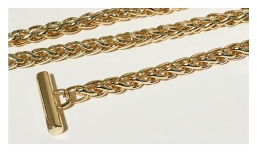 Brieftasche mit Verlängerung Stahl-Taschenkette – DIY 6 mm Gold, Silber, Gun Black, gebürstete Bronze Ersatz-Schulter-Crossbody-Kettenriemen mit OT-Verschlüssen(Gold,100cm) von NIUSABOU