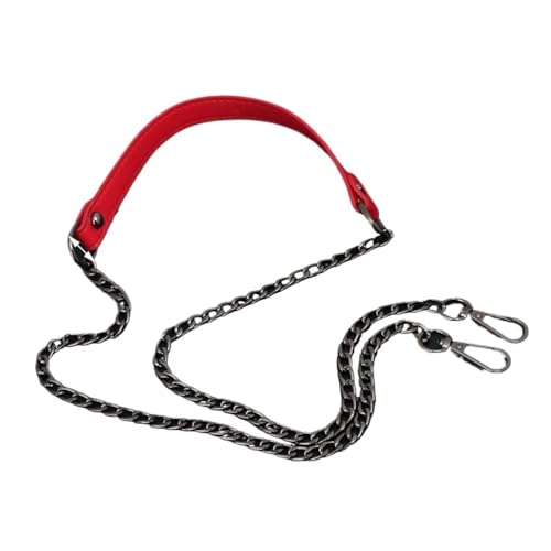 Brieftasche mit Verlängerung Taschenkette, 120 cm, Metall-Taschenkette, Ersatz, PU-Leder, Taschengurte for DIY-Handtaschengriffe, Schultergurte, Zubehör, Kettenriemen(Blackred) von NIUSABOU