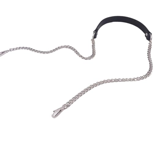 Brieftasche mit Verlängerung Taschenkette, 120 cm, Metall-Taschenkette, Ersatz, PU-Leder, Taschengurte for DIY-Handtaschengriffe, Schultergurte, Zubehör, Kettenriemen(Silverblack) von NIUSABOU