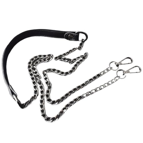 Brieftasche mit Verlängerung Taschenkette, 120 cm, Metall-Taschenkette, Ersatz aus PU-Leder, Taschengurte for DIY-Handtaschengriffe, Schultergurte, Zubehör, Taschengriffe, Kettenriemen(Black) von NIUSABOU