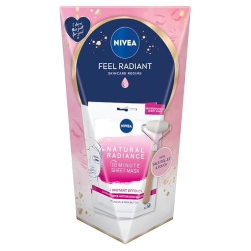 Nivea Feel Radiant Skincare Regime, für alle Hauttypen, komplett mit Gesichtsroller & Beutel, Geschenkset Nivea Feel Radiant Skincare Regime, für alle Hauttypen, komplett mit Gesichtsroller & Beutel, Geschenkset von NIVEA