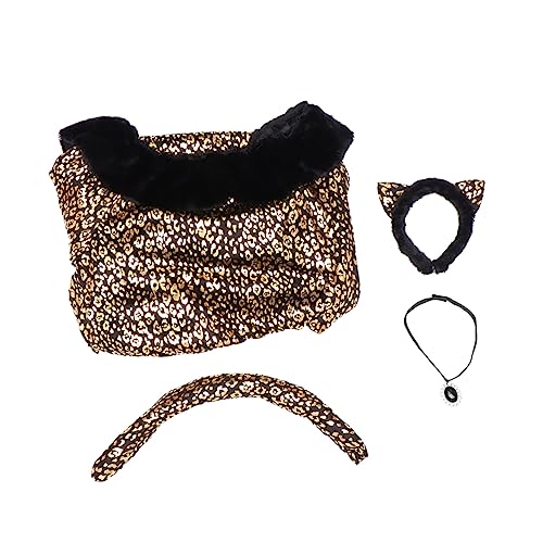 NIYANGLE 1 Satz Kleid Outfits Katzenkostüm Halloween Kostüme Für Erwachsene Pelziges Kostüm Dame Cosplay-Frauen Polyester Leopard von NIYANGLE
