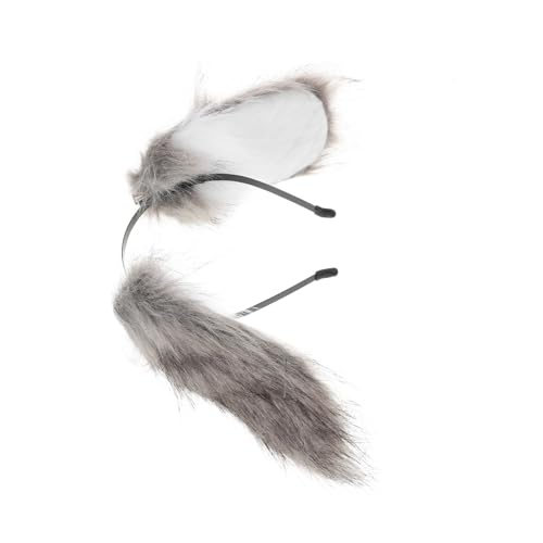 NIYANGLE Welpen Stirnband Tierohren Stirnband Erwachsener Pelziges Stirnband Hundestirnband Hundeohren Cosplay Welpenohren Süßes Stirnband Kostüm Tierohren Tierhaarreifen Plastik Dark Grey von NIYANGLE