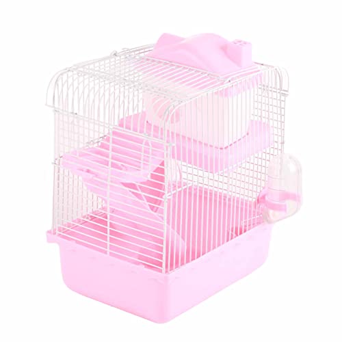 2 Tier Hamster Käfig Hamster Lebensraum Kleines Haustierhaus mit Hohem Chassis Abnehmbares Design Offener Drahtgitter für Hamsters Meerschweinchen Kaninchen Goldene Bären (#2) von NIZUUONE