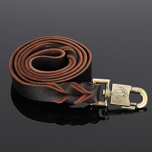 Hundehalsband und Leine aus Weichem Leder, Geflochten, 2,5 cm Breite Haustierkette, 90 Cm/120 Cm/150 cm, (2,5 * 150 cm) von NIZUUONE