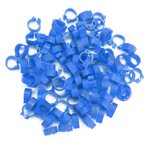 NIZUUONE 100 Stücke/8 Mm Bagnummer Kunststoff Buchstaben Beine Ringe Einfache Klemme/Halterdesign für Erwachsene Vögel 400 G (Dunkelblau) von NIZUUONE