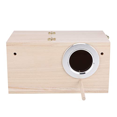 NIZUUONE Holzpapagei -Fortpflanzungsbox mit Praktischer Unterstützung für Einfache Ruhe, Ideal für Vögel, Schwarzes Holz (rechts öffnen) von NIZUUONE