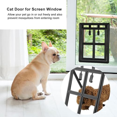 NIZUUONE Langlebiger Kunststoff -Hunde -Hunde Katzen Türklappe für Bildschirmfenster, Einfacher Zugang, Ideal für Katzen und Kleine (XL Feldstil) von NIZUUONE