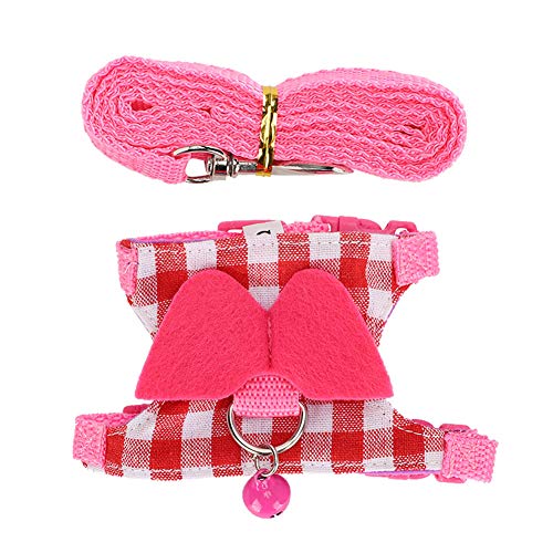 NIZUUONE Linie und Rosa Karierte Fliesen, Weicher und Bequemer Brustgurt für Chinchilla -Ferrel, Glockendesign für Einfache Lage, Ideal Zum Wandern und Training, S/M -Größen (M) von NIZUUONE