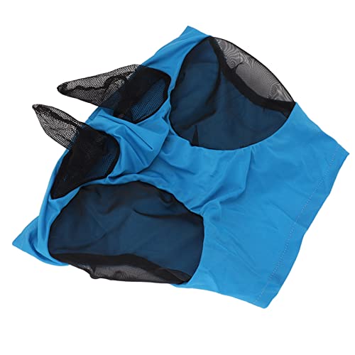 Pferdenetz-Fliegenmaske, Atmungsaktiv, Elastisch, Schützende Reitausrüstung Zum Reiten [Pferde-Gesichtsmaske mit Ohren] [Pferde-Fliegenmaske] (Blue) von NIZUUONE
