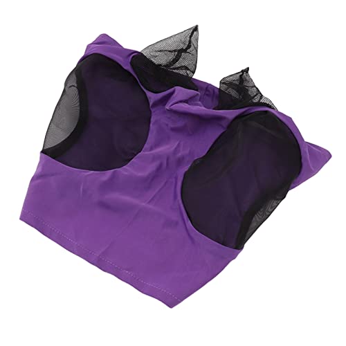 Pferdenetz-Fliegenmaske, Atmungsaktiv, Elastisch, Schützende Reitausrüstung Zum Reiten [Pferde-Gesichtsmaske mit Ohren] [Pferde-Fliegenmaske] (Purple) von NIZUUONE