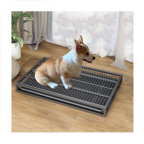 Indoor Hundetoilette Balkon,Edelstahl Hundetöpfchen Töpfchenauflage,Einfache Reinigung Haustiertoilette Trainingsunterlage,54 * 38 * 8cm von NJDQFA